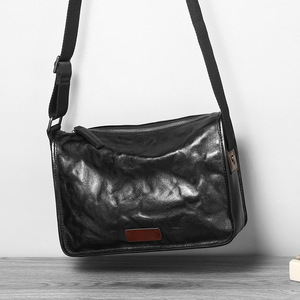 Men's Genuine Leather Crossbody <b>Bag</b> <b>Small</b> Business Travel Durable Casual Shoulder <b>Bag</b> <b>Black</b> Solid Color - Product Image 2