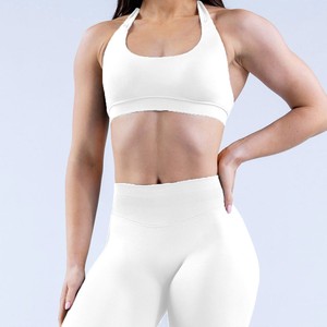 High Support Halter Sports <b>Bra</b> Seamless Yoga <b>Bra</b> Ribbed Band Workout Fitness <b>Bra</b> for Women - Product Image 5