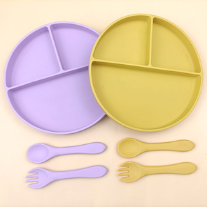Harga Pabrik MOQ Lebih Rendah Piring Bayi Silikon Bebas BPA Dengan Peralatan Makan Logo Kustom Tersedia - Product Image 2