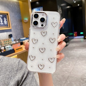 Funda para Teléfono con Corazón Plateado Electrochapado para iPhone 15 Pro Max, Accesorios para Teléfono Elegantes y Protectores para iPhone 16 Pro Max 16e - Product Image 3