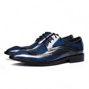 Chaussures de bureau pour hommes en cuir véritable de qualité supérieure, respirantes, à lacets, bout pointu, légères et antidérapantes, pour le printemps et l'été - Product Image 4