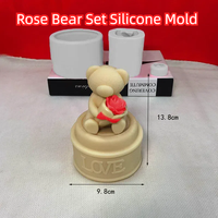 Amour cadeau mignon Rose ours ensemble bougie savon Silicone moule cuisine outil pour la cuisson gâteau Cookie chocolat pour cadeau