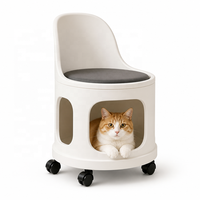 Chaise partagée USMILEPET pour humains et animaux avec niche pour chat intégrée, roulettes faciles à déplacer pour la décoration de meubles de salon moderne
