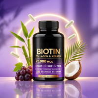 Complément alimentaire Tianyuan Biotine Collagène et Kératine en capsules pour la peau, les cheveux et les ongles, 60 capsules