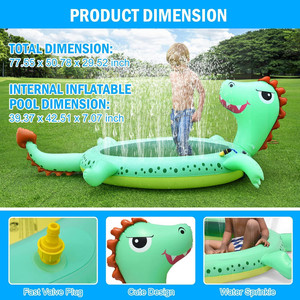 Piscine gonflable en PVC <span class=keywords><strong>pour</strong></span> enfants, petit dinosaure, arroseur extérieur, tapis aquatique, piscine à pataugeoire <span class=keywords><strong>pour</strong></span> bébés, jeux aquatiques animaux - Product Image 5