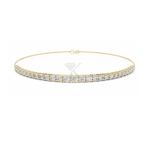 Pulsera de barra con diamantes de imitación tipo tenis, con diamantes redondos cultivados en laboratorio en cadena de oro amarillo, joyería minimalista para superposición, perfecta. - Product Image 1