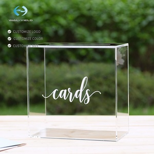 Scatola per voti/collezioni in acrilico trasparente ecologico lucido, spessa, personalizzabile, 10x10x5.5 pollici, per matrimoni, ricevimenti e fondotempi. - Product Image 1
