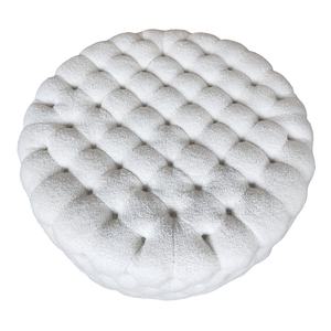 Sheepskin Teddy Stool Circle Large Round Modern Ottoman Circular <strong>Chesterfield</strong> <strong>Footstool</strong> White Boucle Tufted Round Stool Ottoman - Product Image 3