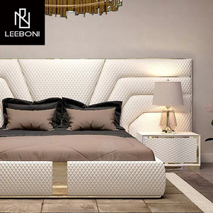 Italiaans Design Luxe Lederen Tuffbed Kingsize Slaapkamer Sets Gestoffeerde Bedden Met Hoofdeinde - Product Image 2