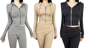 เสื้อผ้าผู้หญิงสำหรับฤดูใบไม้ร่วง - เสื้อมีฮู้ดเข้ารูปเอว & กางเกงขาบานทรงสลิมฟิต ชุดลำลองสปอร์ต 2 ชิ้น แฟชั่น - Product Image 6