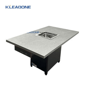 <span class=keywords><strong>Table</strong></span> à fondue sans fumée en acier inoxydable moderne personnalisée KLEADONE pour restaurant 4 personnes, design résistant à l'eau et durable - Product Image 1