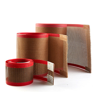 Banda de malla de PTFE blanca/marrón/negra para máquina de secado por microondas, banda transportadora de malla abierta de PTFE, antiadherente, resistente al calor, personalizada