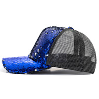 Casquette de baseball réversible à sequins et maille, scintillante, ajustable, pour fêtes, clubs, festivals, vente en gros