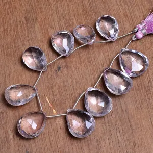 Cuentas facetadas de pera de amatista de lavanda rosa púrpura Natural, cuentas sueltas de piedras preciosas redondas lisas de 4mm para la fabricación de joyas - Product Image 2