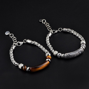 Bracelet en pierre naturelle de chaîne d'acier inoxydable de nouvelle conception de haute qualité pour les hommes JBS12855 - Product Image 2