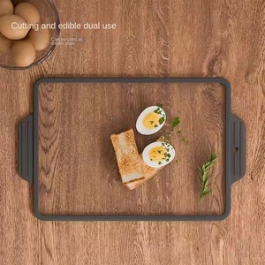 Para <span class=keywords><strong>Amazon</strong></span> Explosions, bandeja de tabla de cortar multiusos, fácil de limpiar plato de cena de vidrio templado, borde de silicona, no para picar mohoso - Product Image 1
