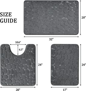 Wholesale Custom Non Slip Flannel U -shaped Toilet <b>Mat</b> <b>Set</b> Soft Memory Foam <b>Bathroom</b> 3 Piece Bath <b>Mat</b> Rug <b>Sets</b> - Product Image 2
