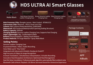 HD5 Ultra Smart Glasses 8MP Camera with 2000mAh Charging <b>Case</b> Anti-Shake Video <b>Recording</b> for Outdoor Sports - Product Image 6
