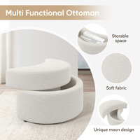 Fauteuil d'appoint moderne convertible et pivotant à 360° en lin, avec ottoman de rangement, coussin moelleux et accoudoirs épais, confortable pour salle à manger et chambre