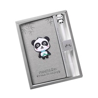 Lindo Juego de Cuadernos Escolares para Niños, Regalo con Bolígrafo para Estudiantes, Diseño Exquisito de Panda/Delfín, 100 Hojas, Bloc de Notas Personalizable (A7)