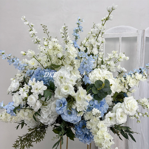Fleurs artificielles en soie DKB, roses roses faites à la main, boule de fleurs blanches, décoration de centre de table de mariage - Product Image 4