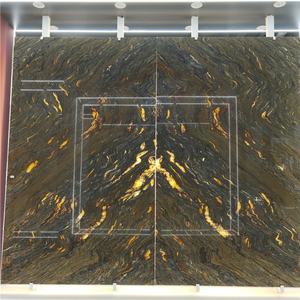 Dalle de pierre exotique translucide de luxe, en granit quartzite Titanius noir or, de haute qualité, personnalisable - Product Image 4