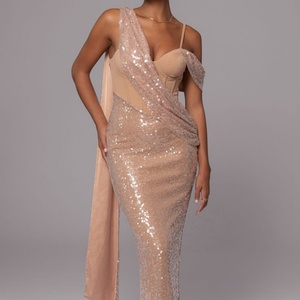 Vestido de Noche Personalizado OEM, Elegante Vestido Largo de Tela con Lentejuelas, Vestidos de Novia, Vestido de Baile - Product Image 1