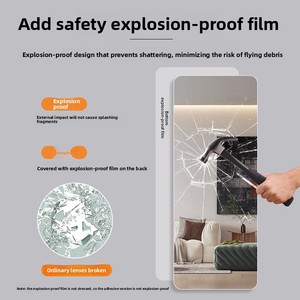 <span class=keywords><strong>Espejo</strong></span> de cuerpo entero sin marco, de lujo ligero, autoadhesivo, minimalista, moderno, para puertas de armario, dormitorio, hogar - Product Image 3