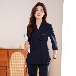 Women's Spring Suit Set Three Quarter Sleeve Notched Collar Anti-Wrinkle Formal <b>Work</b> Wear - Product Image 1
