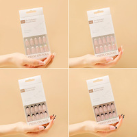 Nouvelles capsules d'ongles français couleur nude premium, forme amande courte, 30 pièces, design couvrant intégral, faux ongles durables et réutilisables