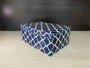 Moroccan Modern Design Handmade Luxury Eco-friendly Resin MDF Jewelry <b>Box</b> <b>Blue</b> Decorative Case Solid Pattern High Quality <b>Gift</b> - Product Image 4