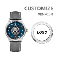 Montre mécanique manuelle OEM 43 mm avec tourbillon central, boîtier en acier inoxydable 316L, bracelet en cuir véritable, montre de luxe pour homme