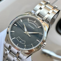Montre-bracelet mécanique automatique pour femme en acier inoxydable avec affichage date, jour et semaine, bracelet 22 mm, cadran en cristal saphir et aiguilles lumineuses
