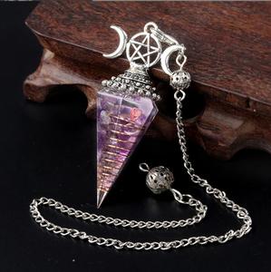 Piedra preciosa de cristal Hexagonal facetado péndulos puntiagudos Reiki Chakra colgante péndulo para radiestesia adivinación espiritual - Product Image 2
