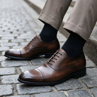 Chaussures Oxford pour hommes en cuir véritable faites à la main, à bout pointu, à lacets, chaussures habillées, chaussures de bureau formelles, chaussures de mariage
