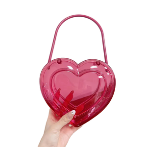 Nouveauté Sac à main de soirée pour femme, en acrylique transparent, motif cœur rouge sucette, avec chaînes bandoulière, design unique et tendance, pour bal et fête - Product Image 1