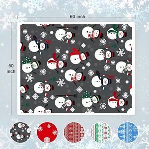 Christmas Sherpa <strong>Throw</strong> Blanket Grey Snowman Cozy Fleece Holiday Blanket Fuzzy Fluffy Soft Plush Winter Blanket - Product Image 6