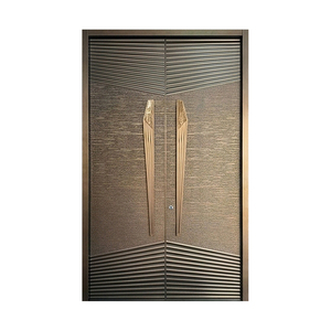 <span class=keywords><strong>Puerta</strong></span> de Entrada Frontal Moderna Personalizada Antirrobo de Aluminio Fundido con <span class=keywords><strong>Doble</strong></span> <span class=keywords><strong>Hoja</strong></span> Abatible y Manija con Diseño de <span class=keywords><strong>Hoja</strong></span> de Oro en V para Villa - Product Image 5