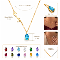 Collier personnalisé en acier inoxydable plaqué or 18 carats PVD, étanche, avec nom en écriture cursive et pierre de naissance, bijoux pour femmes, cadeau de la Saint-Valentin