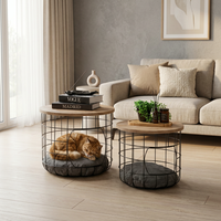 Table d'appoint en métal pour chat, table basse multifonctionnelle pour animaux de compagnie, mobilier de lit pour chat d'intérieur, abri élégant en métal pour chat