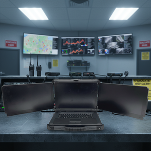 แล็ปท็อปแบบพกพาขนาด 15.6 นิ้ว หน้าจอสามจอ ทนทานสูงสุด รองรับ Core I7/i9 มาตรฐาน IP65 ระบบปฏิบัติการ Win10/Win11 แรม 32GB ความจุ 512GB SSD รองรับการเพิ่มความจุได้สูงสุด 8TB เหมาะสำหรับใช้งานกลางแจ้ง - Product Image 1