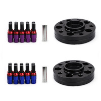 Kit d'entretoises de roue en aluminium forgé 6061 T6 noir, centrées sur le moyeu, 4 pièces, 15mm 20mm 5x100 5x112 57.1mm + 20 boulons allongés et écrous de roue