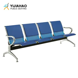 Blue Color Office Furniture Leather Sofa Waiting Room Bench Seating Chair