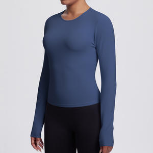 Haut de yoga à manches longues pour femme, finition brossée, idéal pour l'entraînement intensif, le Pilates, la course et les activités sportives printanières - Product Image 5