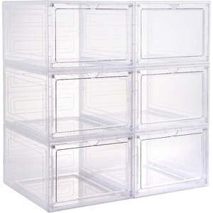 ترقية 10 حزمة X كبيرة صناديق تخزين الأحذية مع الأبواب المغناطيسية منظم تكديس الصلبة البلاستيك انخفاض الجبهة - Product Image 4