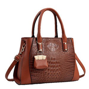 Bolso de mano con estampado de cocodrilo, bolso cruzado de gran capacidad para mujer, bolso de hombro informal para ir al trabajo, tamaño mediano, color burdeos - Product Image 5