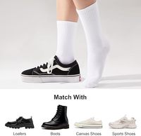 Prêt à Expédier Chaussettes Rembourrées Blanc Uni Sport Crew pour Hommes Femmes Créez Votre Propre Logo Brodé Chaussettes en Coton Éponge