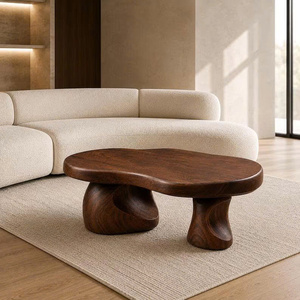 Organic <b>Walnut</b> <b>Coffee</b> <b>Table</b> Modern Minimalist Design Handmade Solid Wood Living Room Furniture Wood/ Metal Frame - Product Image 4