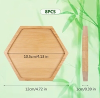 Ensemble de sous-verres modernes en bambou DIY 8pcs Qualité supérieure Style classique irrégulier Résistant à la chaleur Forme hexagonale Tapis personnalisables