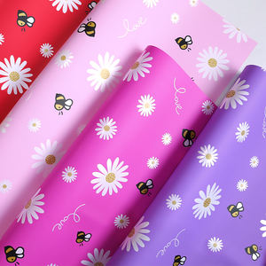 Papel de Regalo con Diseño de Abeja y Girasol para Ramos, Envoltura de Regalos para Días Festivos, Suministros de Floristería Impermeables - Product Image 3